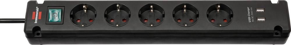 Steckdosenleiste 5-fach H05VV-F3G1,5 3m Bremounta USB Brennenstuhl