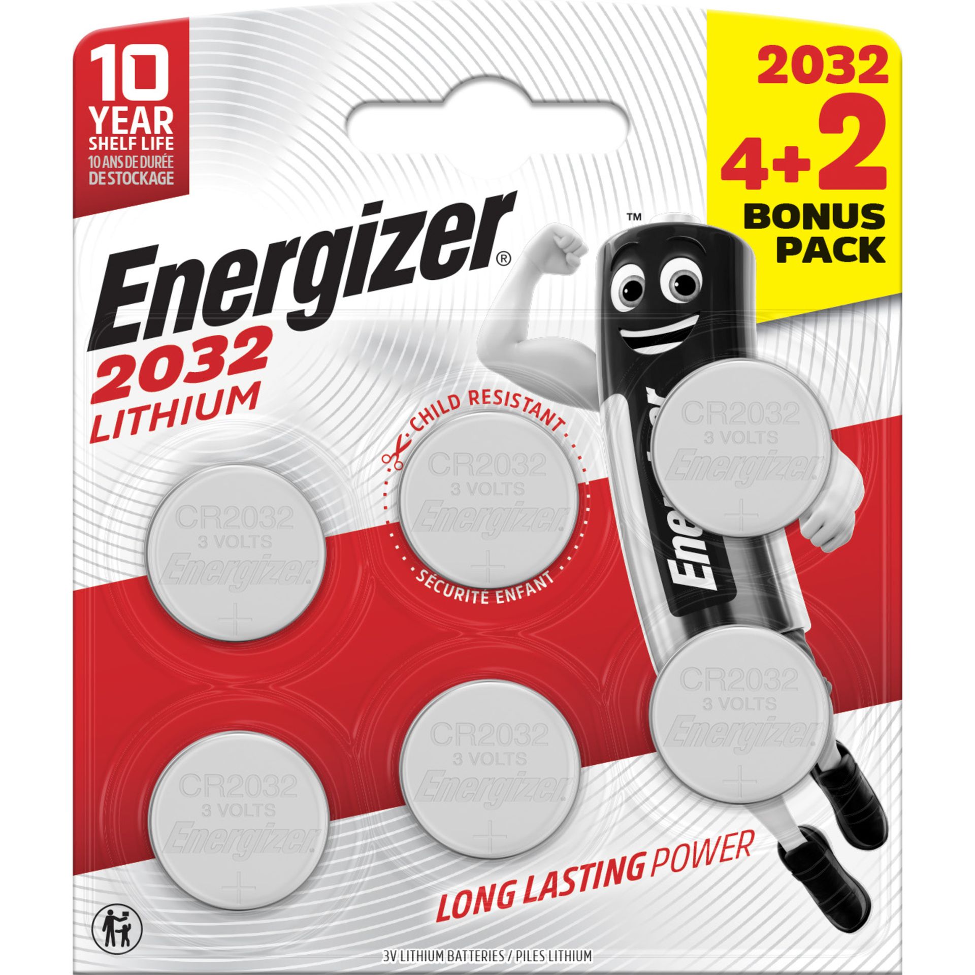 Knopfzelle 2032 Lithium 4+2St.