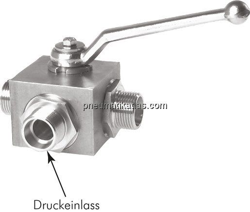 ES-Hochdruck-3-Wege Kugelhahn, L-Bohrung, 6 L (M12x1,5), 0 bis 315bar