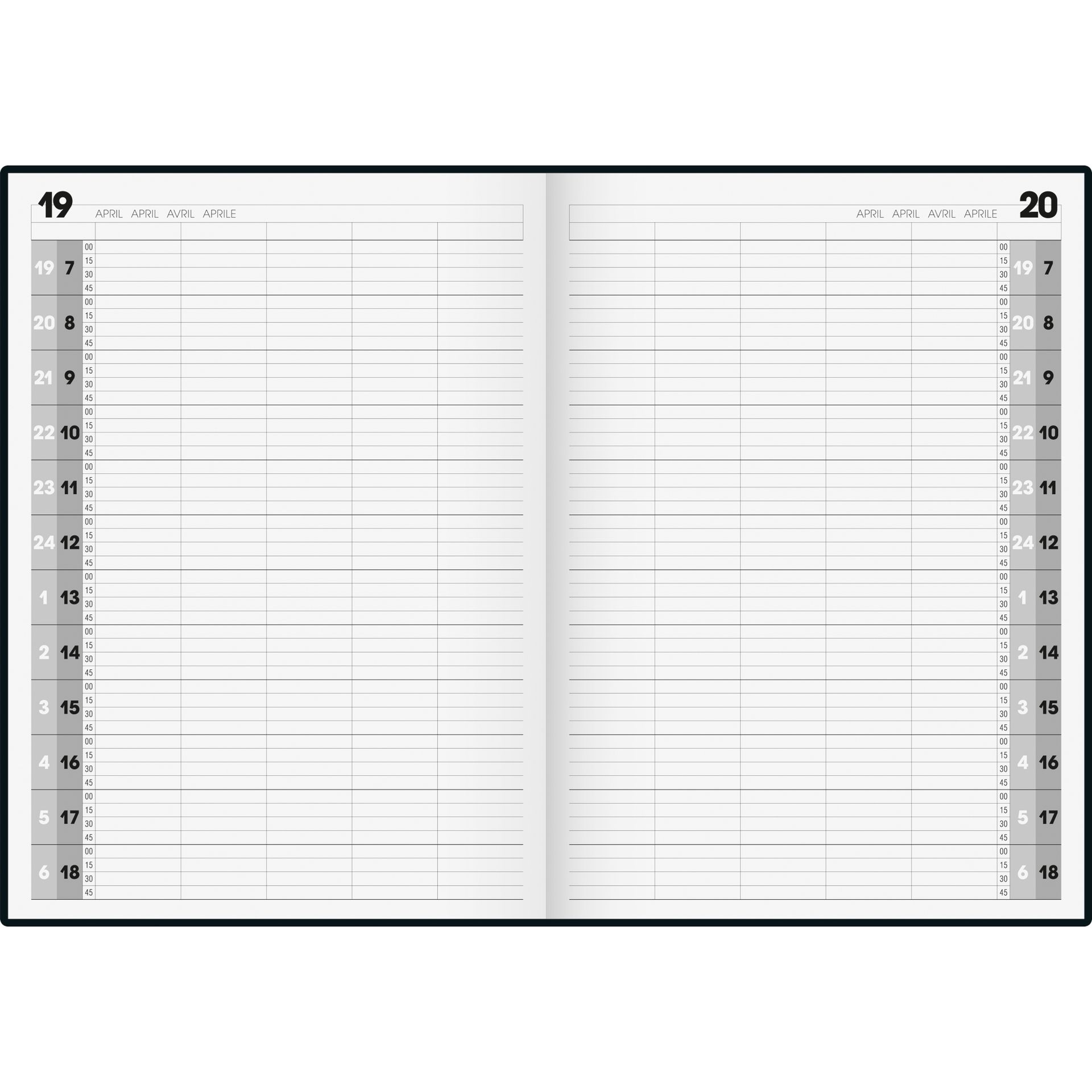 Buchkalender Agenda 24 A4 1T/1S sw