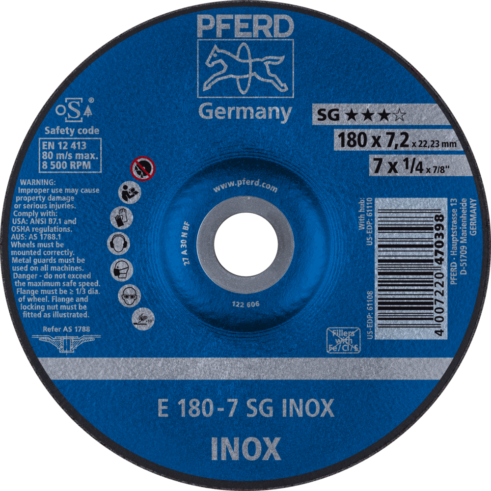 PFERD Schruppscheiben E 180-7 SG INOX