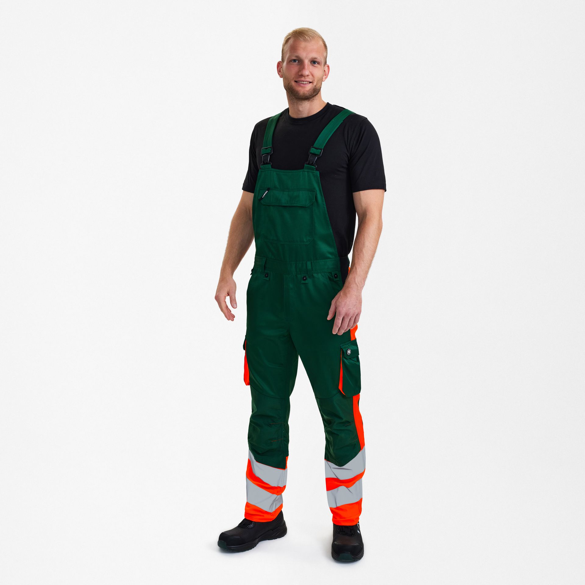 Safety Light Latzhose Grün/Orange, Gr. 42