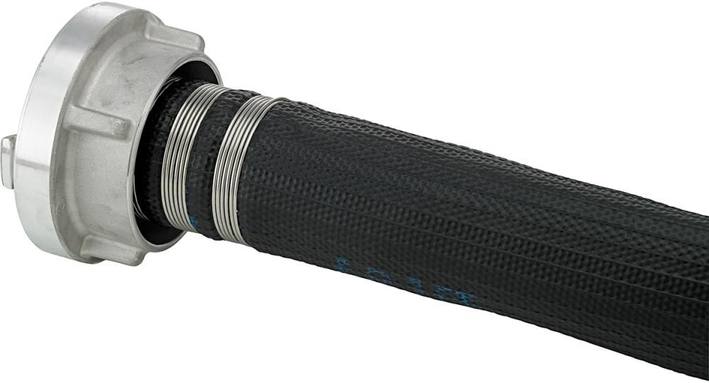 Mehrzweckflachschlauch gummiert, schwarz, B/75mm, STORZ Kupplungen 20m FORTIS