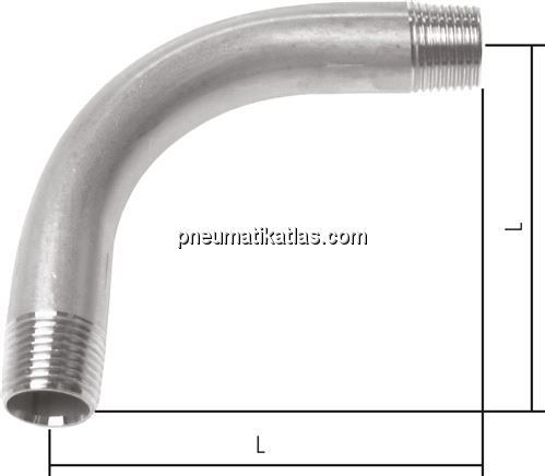 90°-Bogen R 1/4" (AG), Temperguss verzinkt
