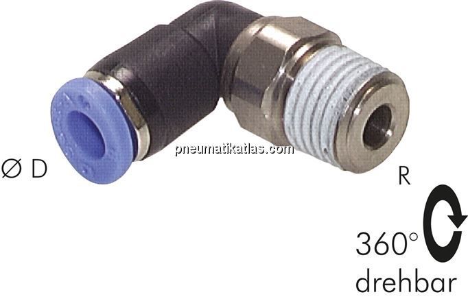 Winkel-Drehverschraubung R 1/8"-4mm, IQS-Standard