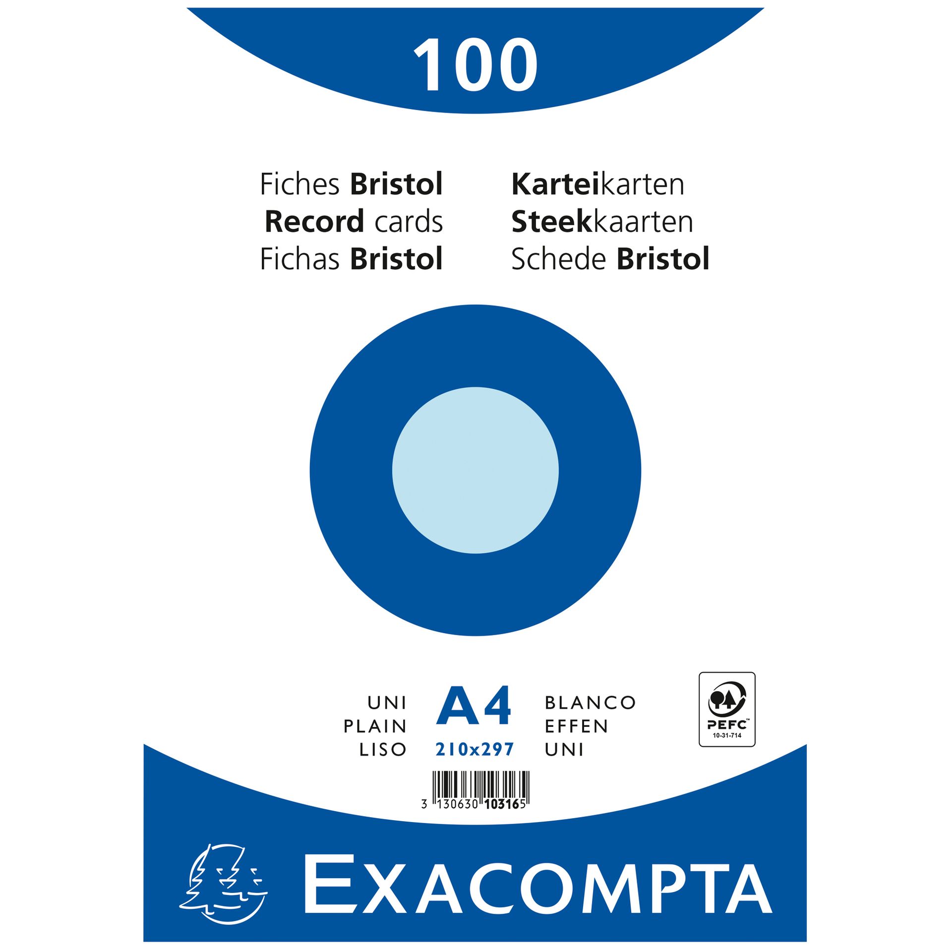 Karteikarte DIN A4 blanko blau 100 St./Pack.