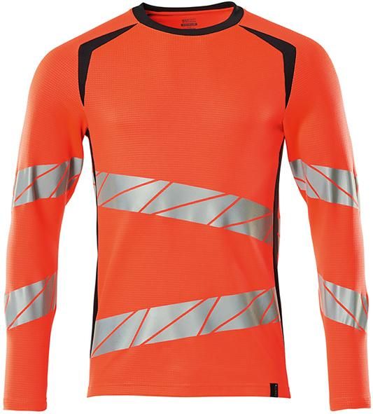 T-Shirt, Langarm, rot/schwarzblau, L