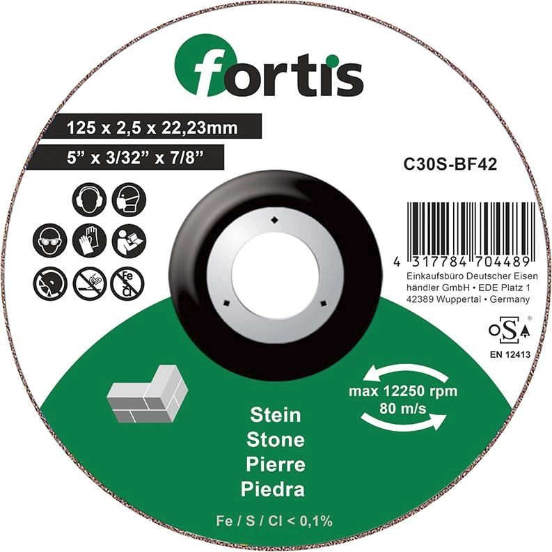 Trennscheibe Stein 125 x 2,5 mm gekr. FORTIS