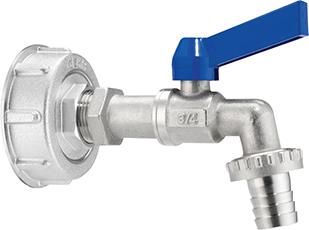 GEKA plus IBC Adapter SetS60x6, Kugelauslaufv., 3/4", Griff bl., K.