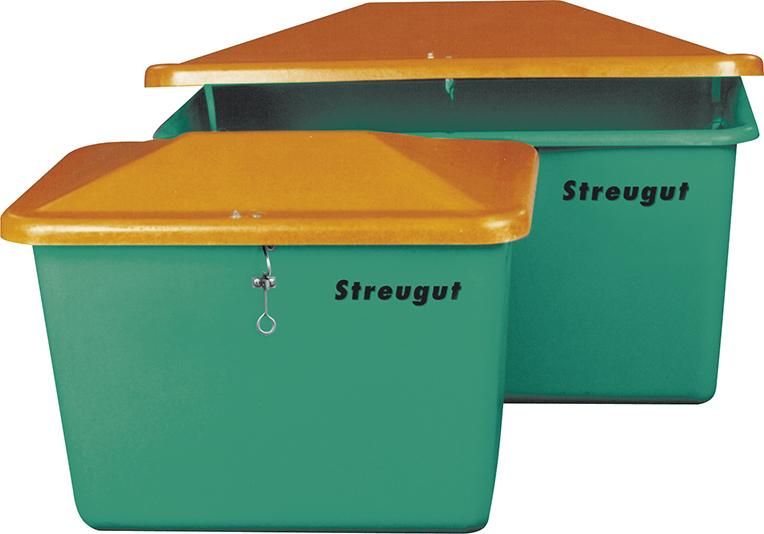 Streugutbehälter 2200 l B2130xT1520xH1240 mm ohne Entnahmeöffnung grün/orange CEMO