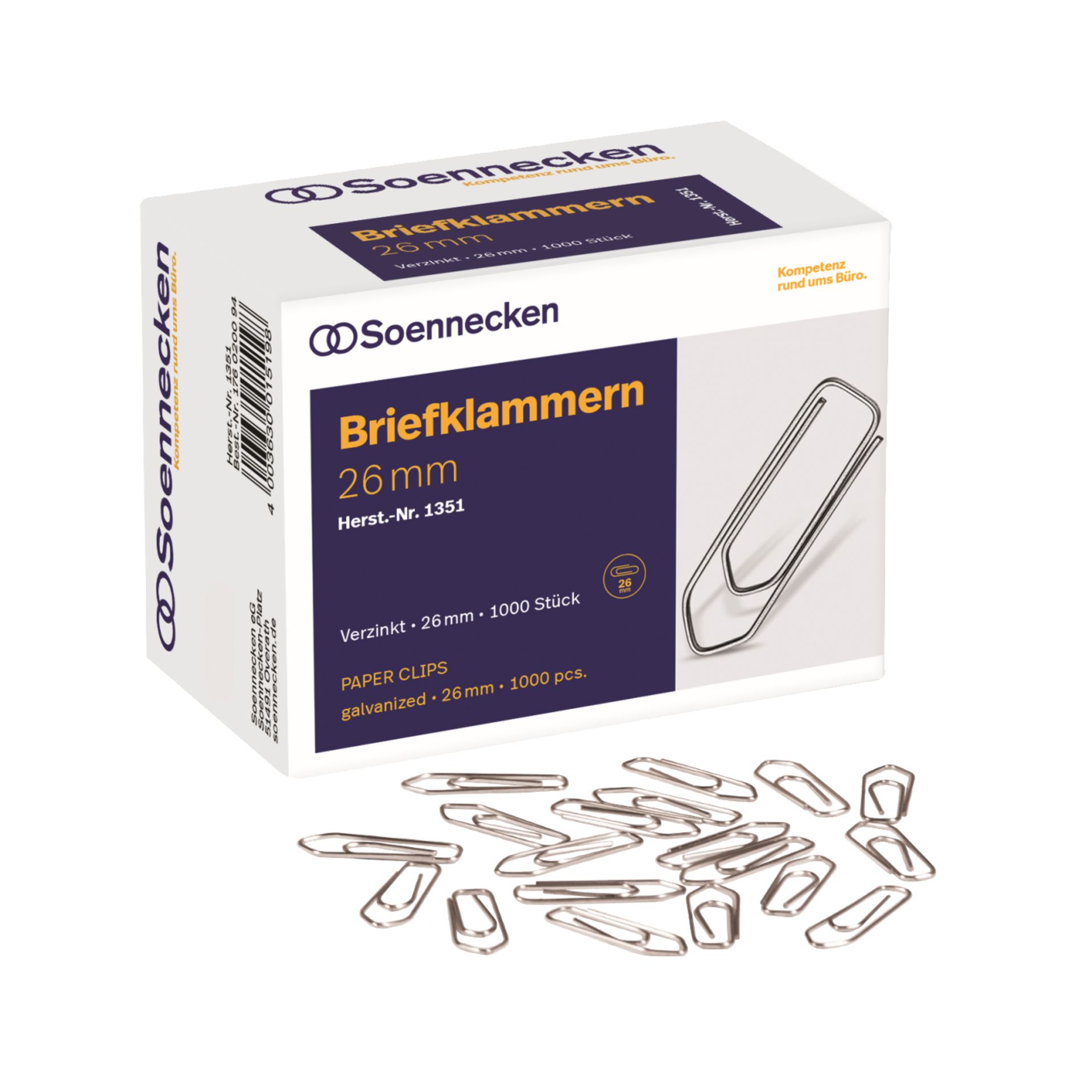 Briefklammer 26mm verzinkt 1.000 St./Pack.