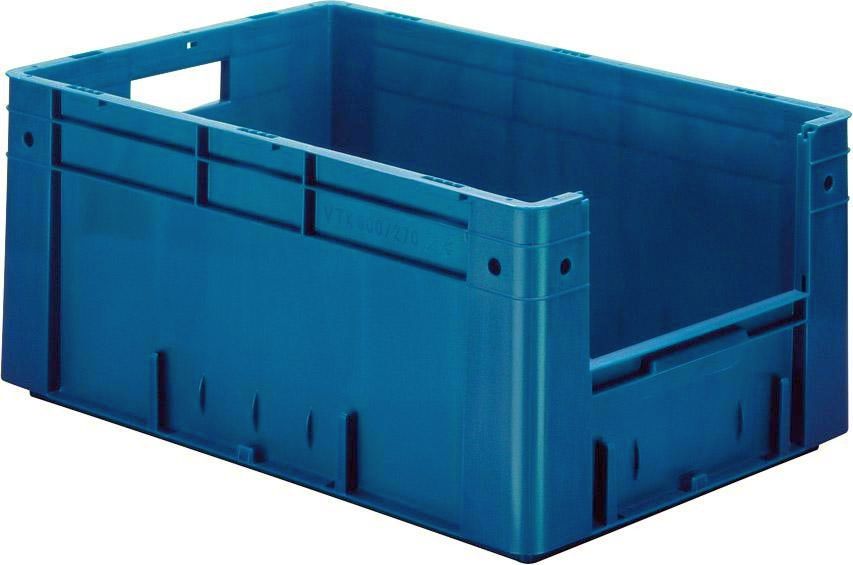 Sichtlagerkasten blau B400xT600xH270 mm Auflast 600kg mit Griffloch LA-KA-PE