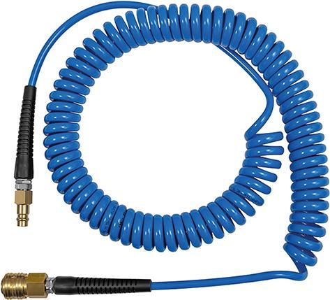 RIEGLER Spiralschlauch PU blau, Kupplung u Stecker