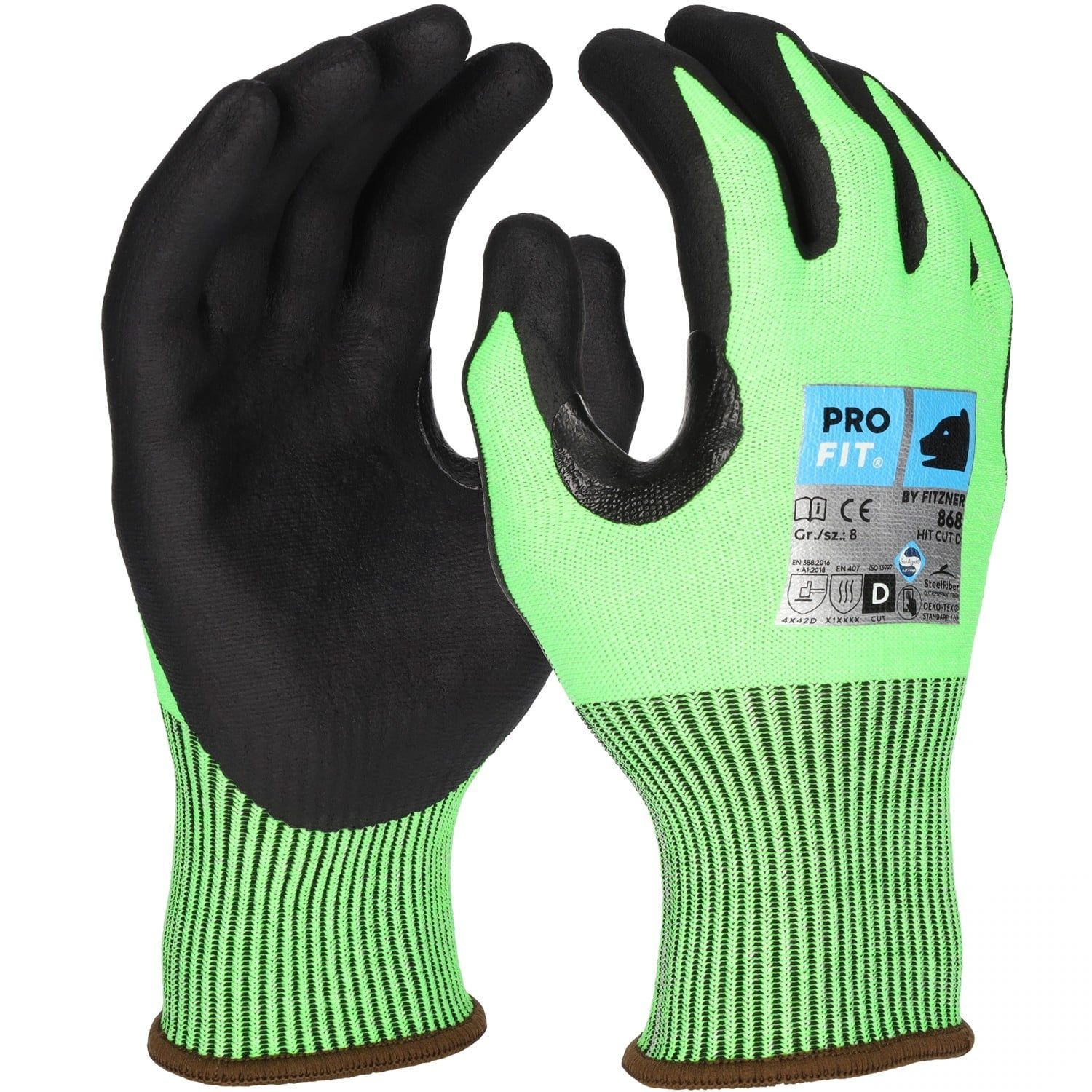 Nitril Schnittschutzhandschuh"Hit Cut D", neongrün/schwarz 10