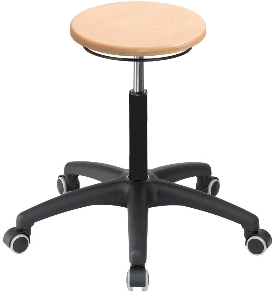 Drehhocker Bucheschichtholz Sitzhöhe 420-550 mm mir Rollen