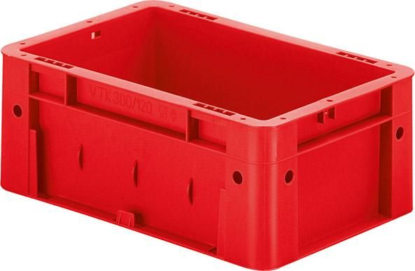 Transport-Stapelkasten B300xT200xH120 mm rot Auflast 600kg ohne Griffloch LA-KA-PE