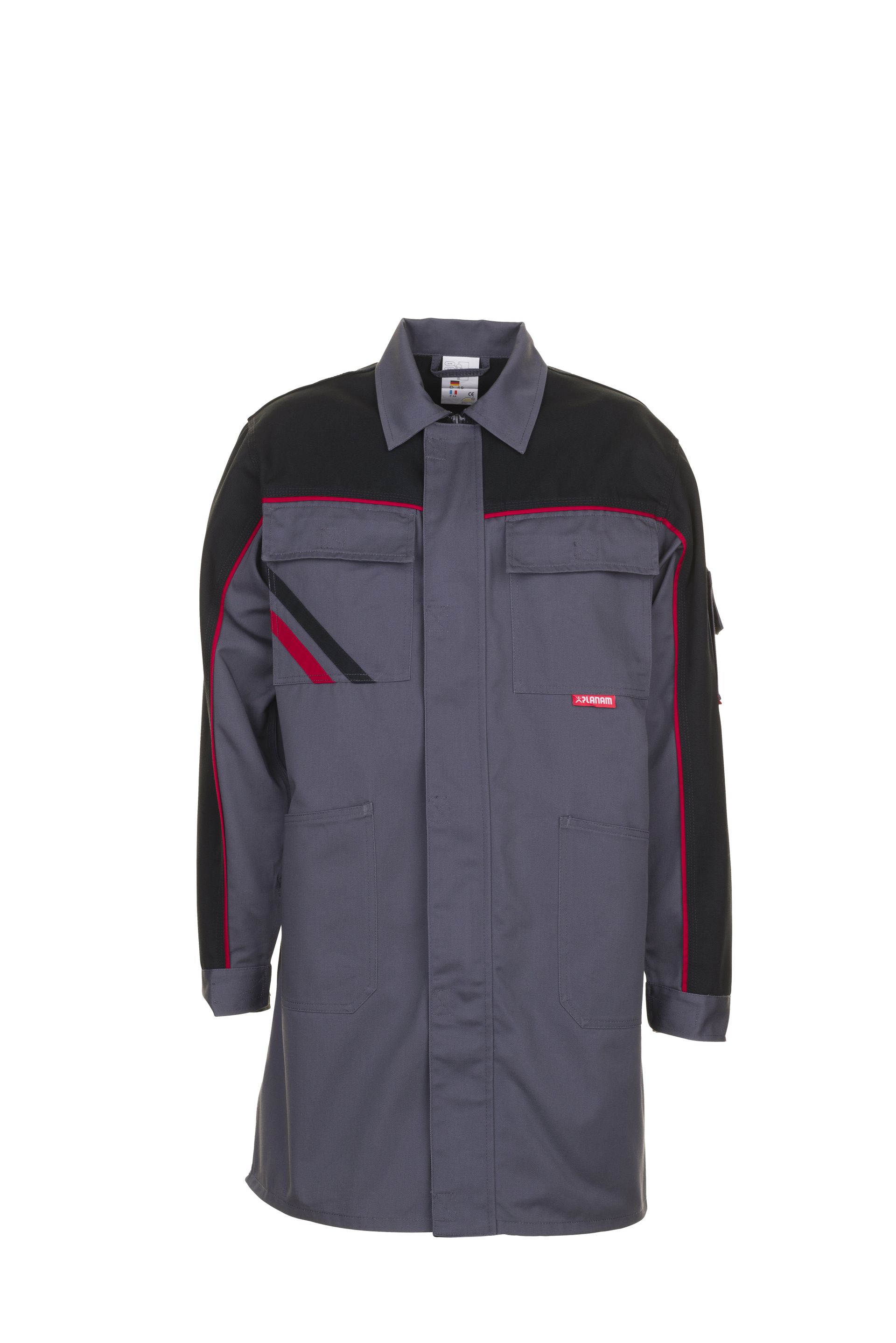 Planam Berufsmantel Highline schiefer/schwarz/rot Gr. 24