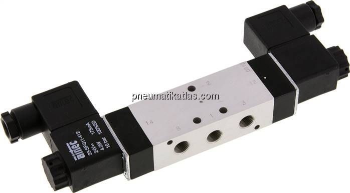 5/3-Wege Magnetventil, G 1/8", Mittelstellung geschlossen, 24 V=