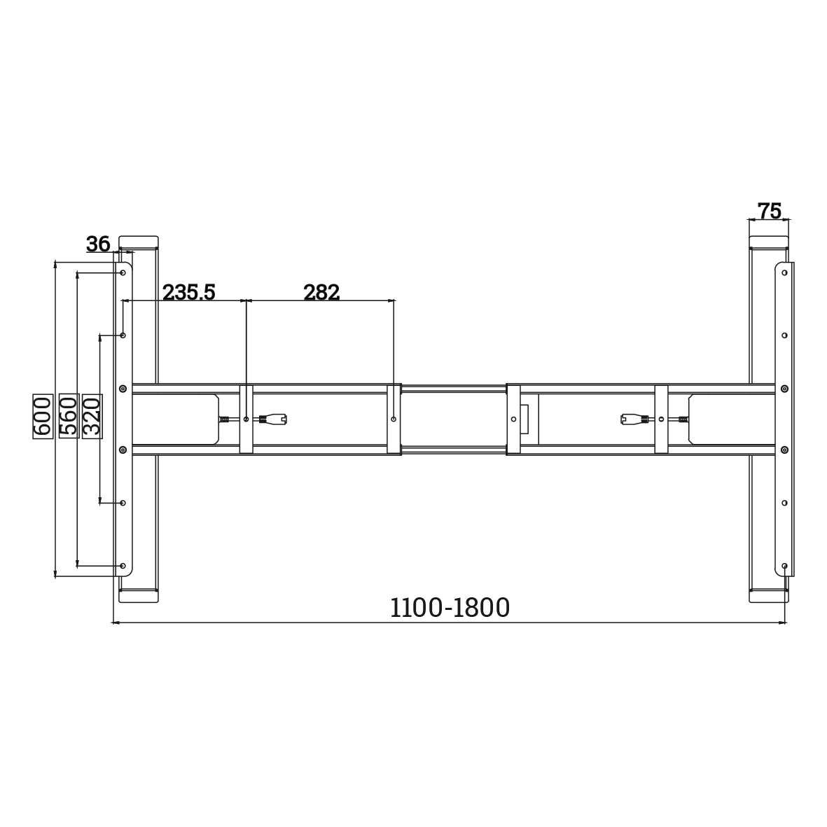 TOPFORM Tischgestell 2D - elektrisch verstellbar - 700-1200 mm, RAL 9017, Verkehrsschwarz