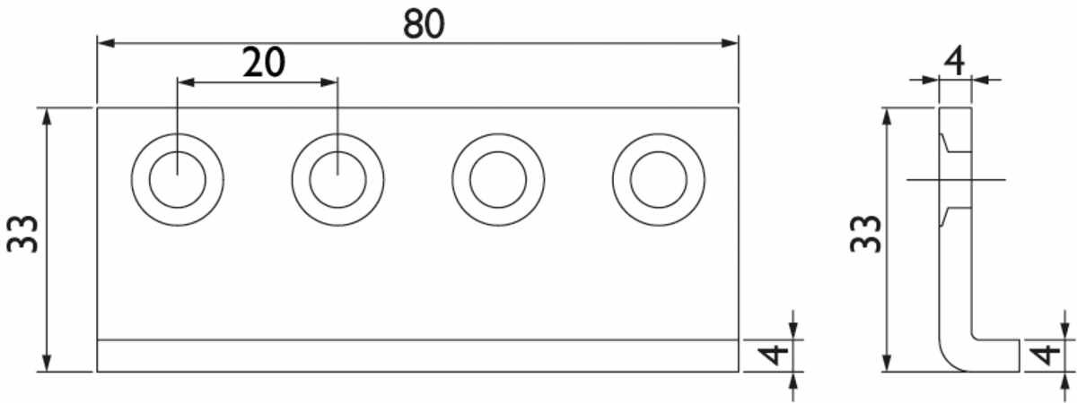 Schienenverbinder mit 4 Schrauben - 1 Set mit 4 Schrauben M6 x 16 inkl. Muttern - 1 Verbindungs-L-Profil für 2 flg. Türen
