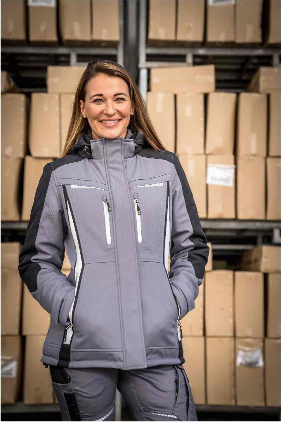 FLXDI05, Damen Winter-Softshelljacke schwarz, 50