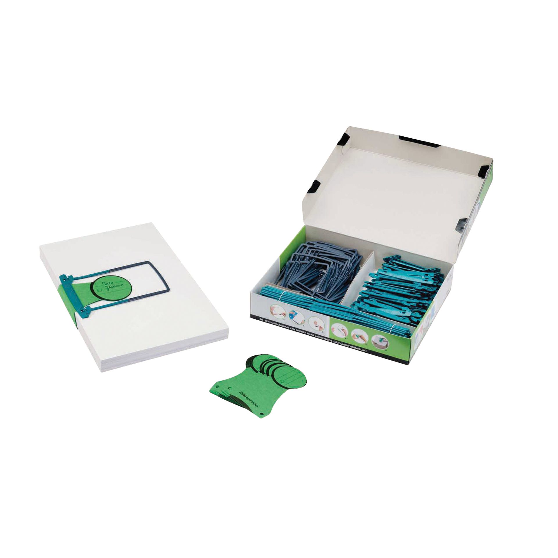 Abheftbügel Clipex grün 100 St./Pack. +Labels