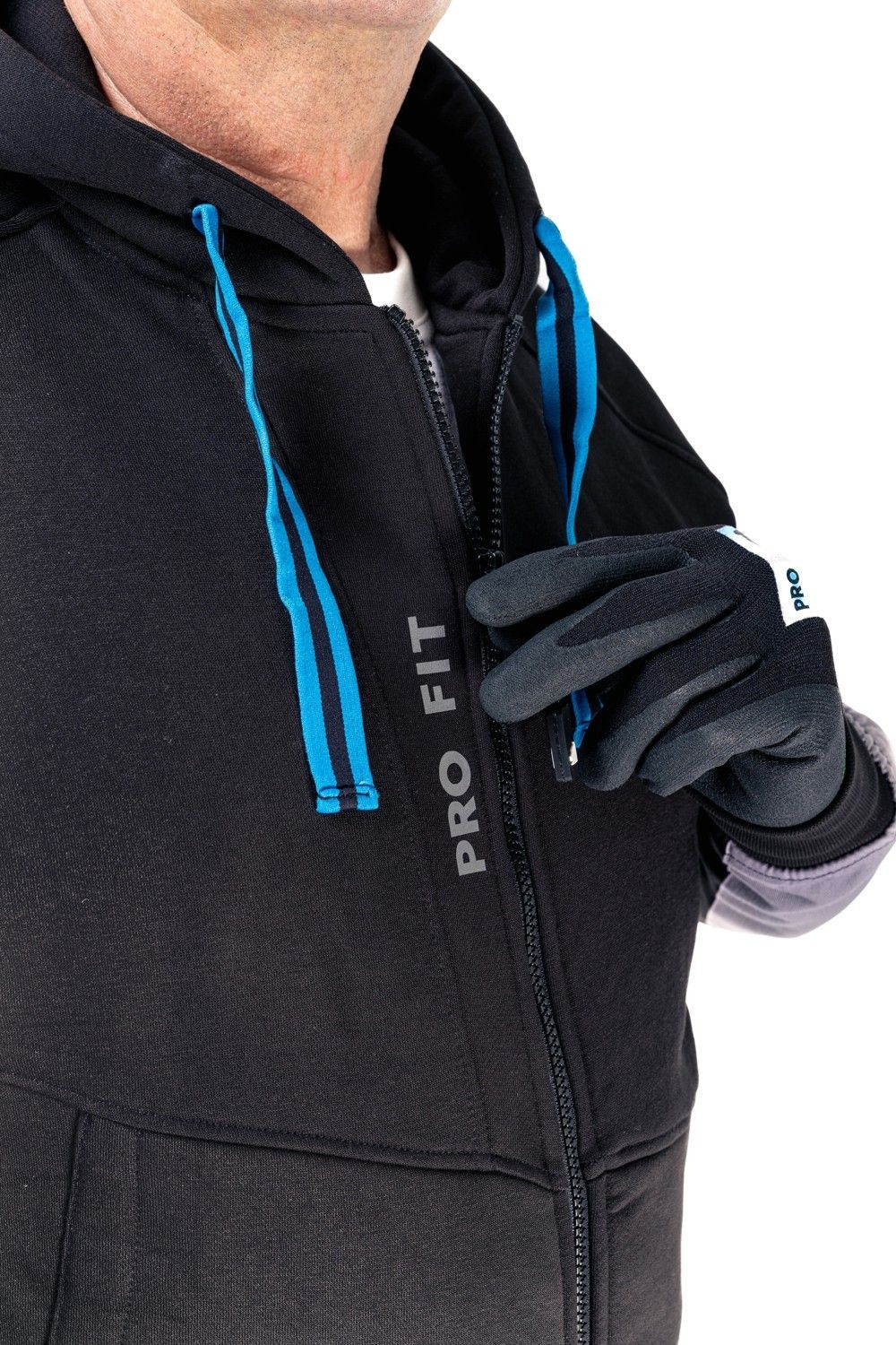ZIP HOODIE, SWEATJACKE Industriewäsche, schwarz, Gr. S