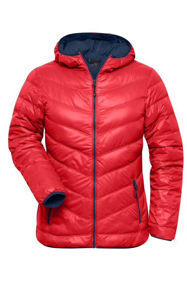 Ladies' Down Jacket Ultraleichte Daunenjacke mit Kapuze in sportlichem Style rot/blau, Gr. XXL