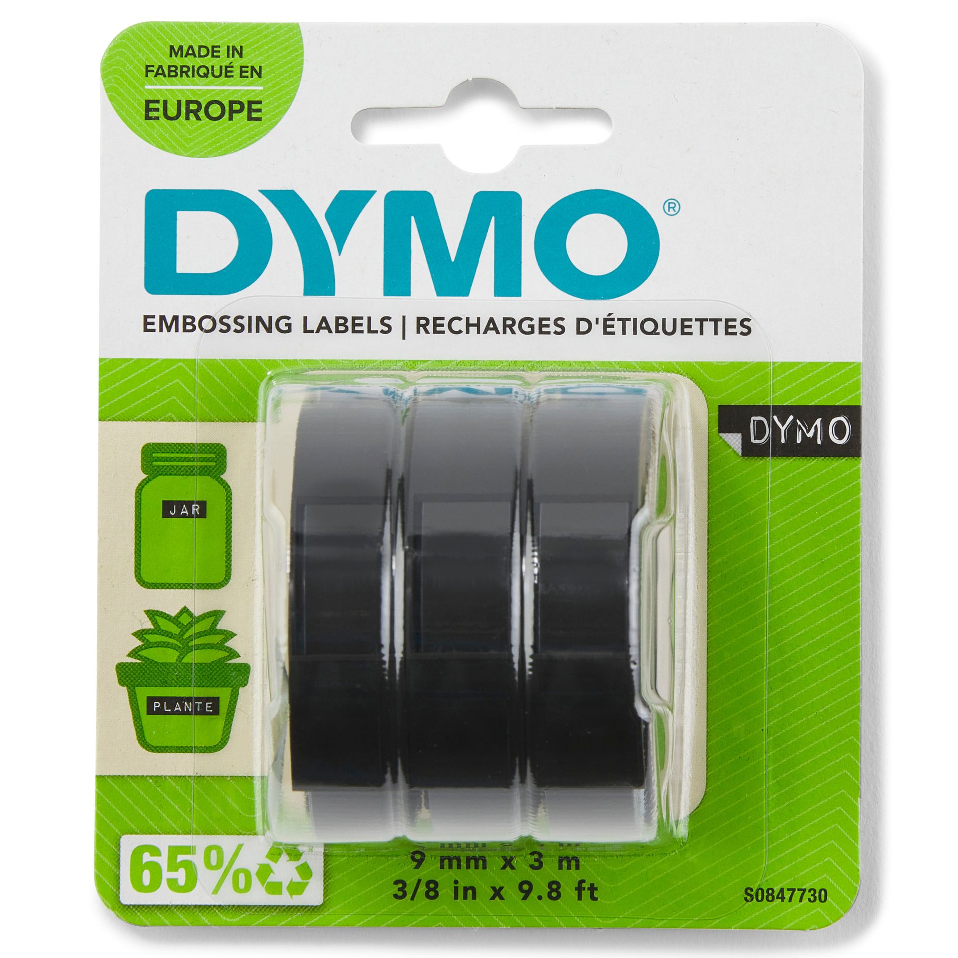 Prägeband für 9mmx3m schwarz 3 St./Pack.