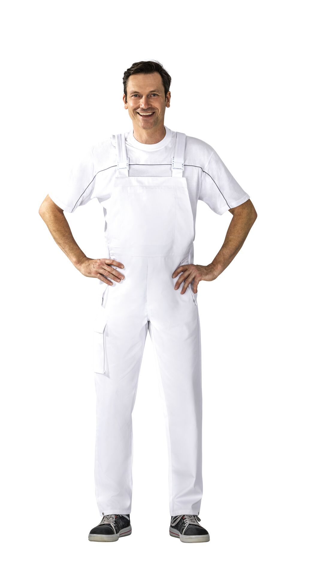 Planam Herren Latzhose Food reinweiß Gr. 42