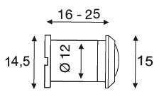 160° Türspion, Ø 12 mm, Türstärke 16-25 mm, Oberfl Edelsteffek