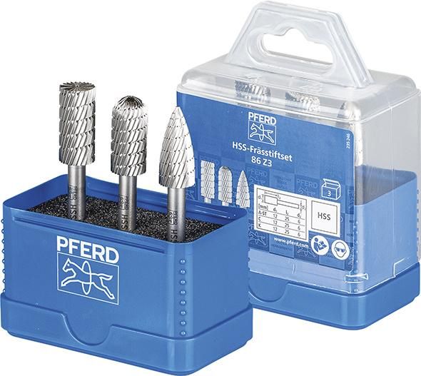 Frässtift-Satz HSS 12mm 3-teilig, A ST-C-K Ø12mm, Zahnung Z3 Pferd