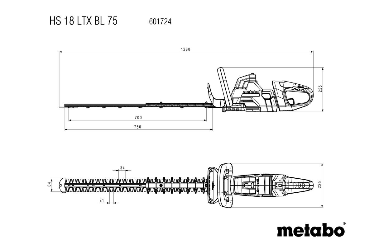 Akku-Heckenschere solo HS 18 LTX BL 75 Metabo ohne Akku ohne Ladegerät Karton