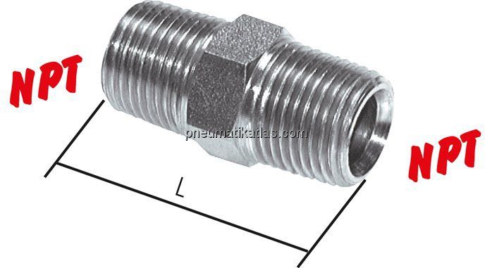 Doppelnippel NPT 1/8"-NPT 1/8", Stahl verzinkt