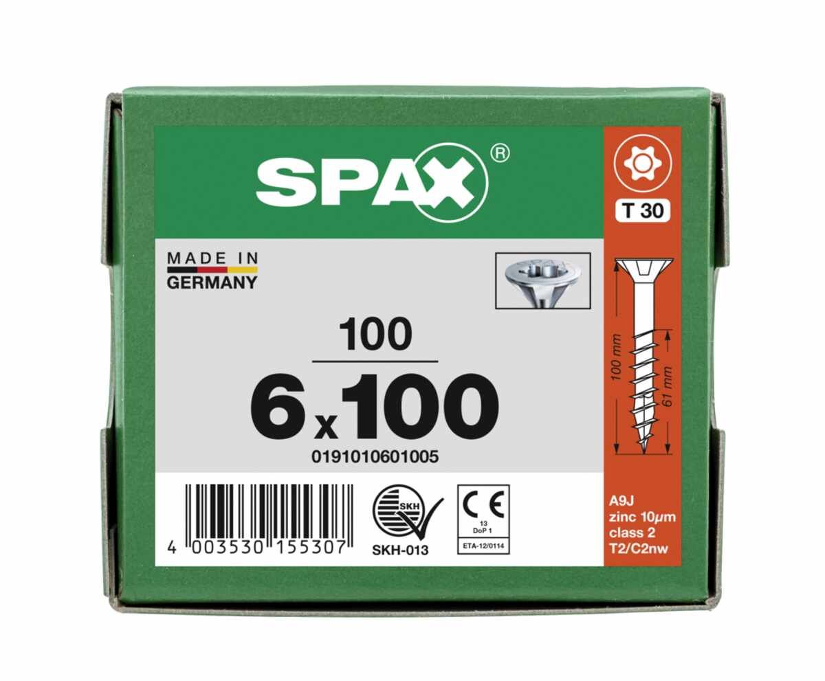 Spax Schrauben Fl/Vz Torx 6,0X100 TG VE100