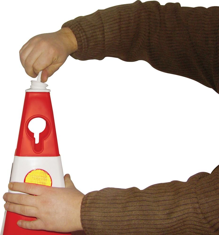 Leitkegel mit Öse, rot, mit Reflexlinsen, Höhe 613mm