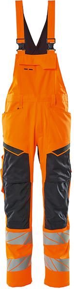 Latzhose mit Knietaschen,warnorange/schwarzblau, 76C46 Safe Accelerate