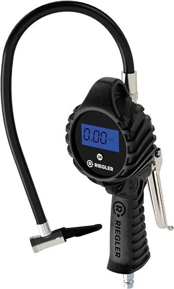 Hand-Reifenfüllmesser mitHebelstecker, digital, ungeeicht, Manom. Ø80mm, 0-12 bar/175psi, RIEGLER