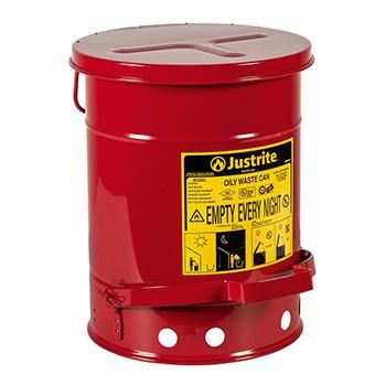 Öl-Entsorgungsbehälter für brennbare Abfälle rot, 23l, mit Fußtritt B302xT403xH302 mm