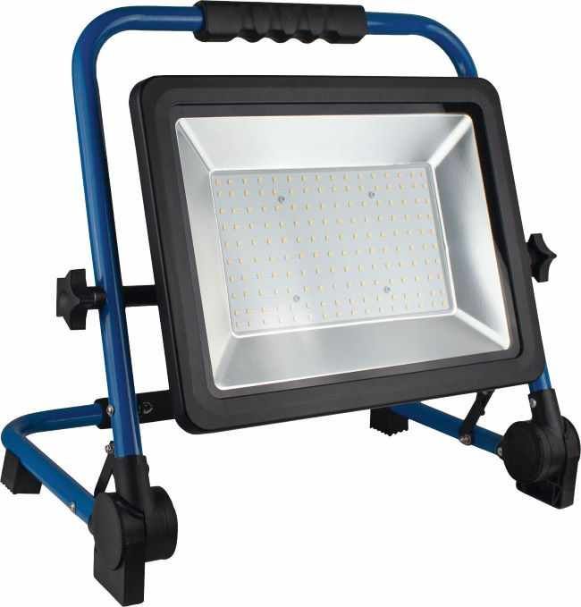 schwarz, auf klappbarem blauen Tragegestell, 3m schwere Gummischlauchleitung H05RN-F 3G1,0 mit Schutzkontaktstecker.