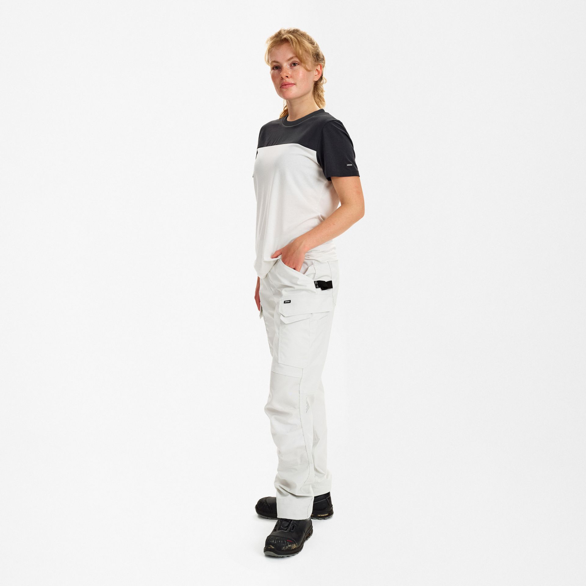 Entire Damen T-Shirt Bone White / Anthracite Grey, Gr. XS