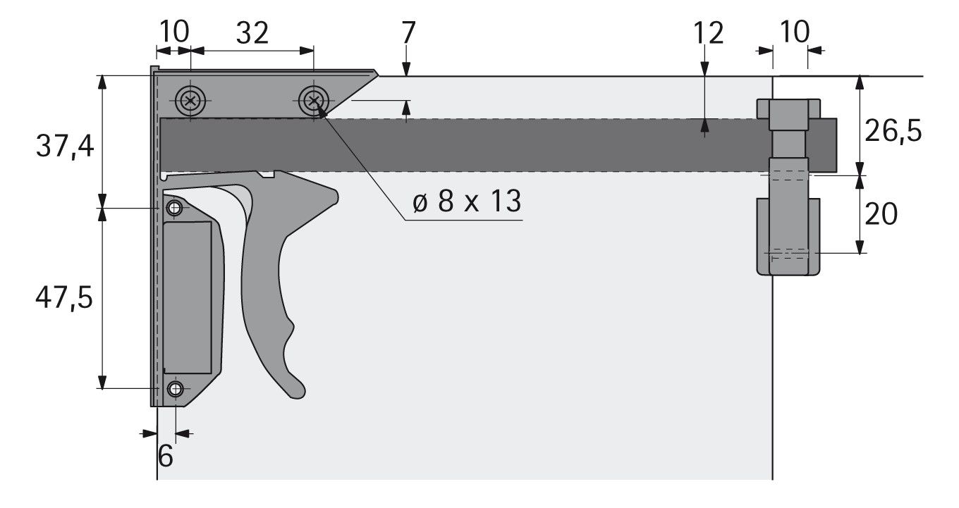 HETTICH Schnäpper für Tablarböden/Holzschubkästen