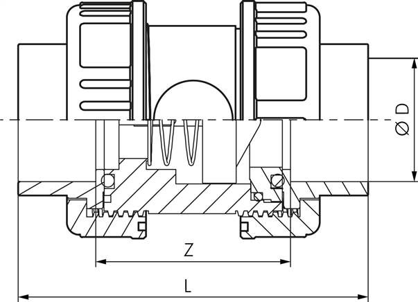 Rückschlagventil, PVC-U / EPDM, Rp 3/8"