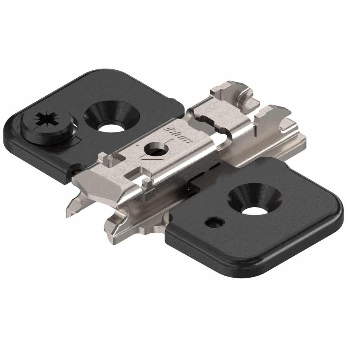 CLIP Montageplatte, kreuz, 0 mm, Stahl, zum Schrauben für Spanplattenschrauben, HV: Exzenter, onyxschwarz