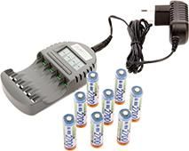 JUMTEC Ladegerät Set 3 mit 8 Mignon NimH-Akkus