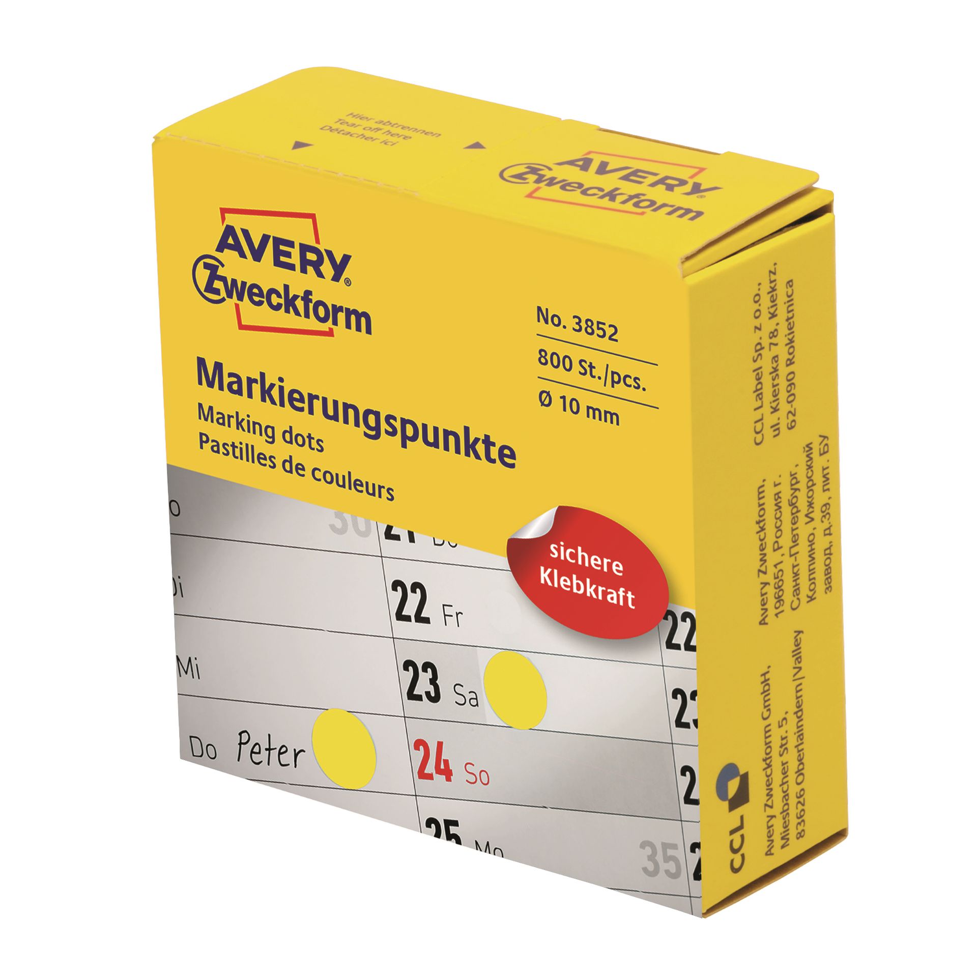 Markierungspunkt 10mm gelb 800 St./Pack.