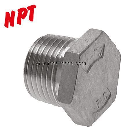Verschlussstopfen Außenskt. NPT 1/2", 1.4408