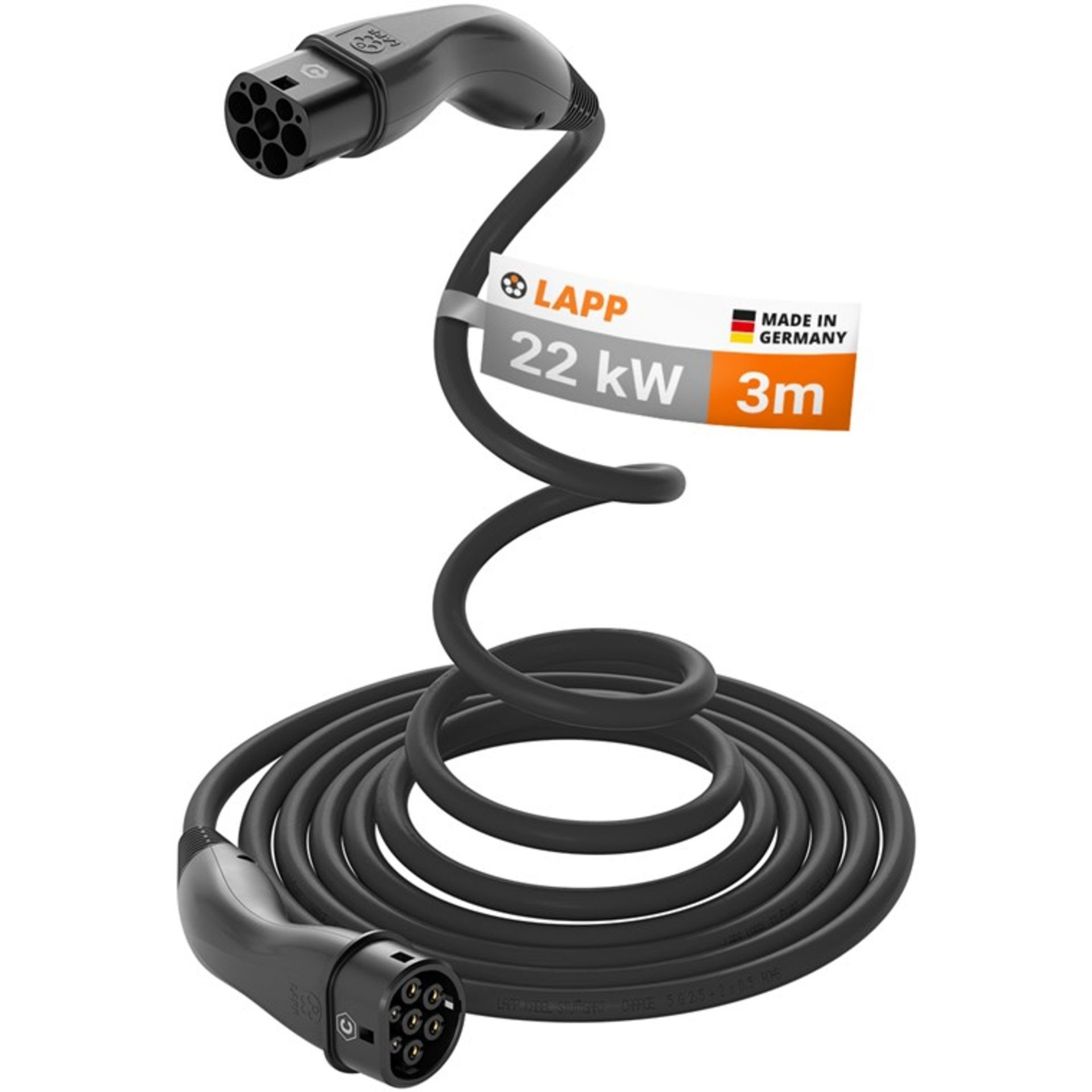 Ladekabel Helix Typ2 22kW 5m schwarz