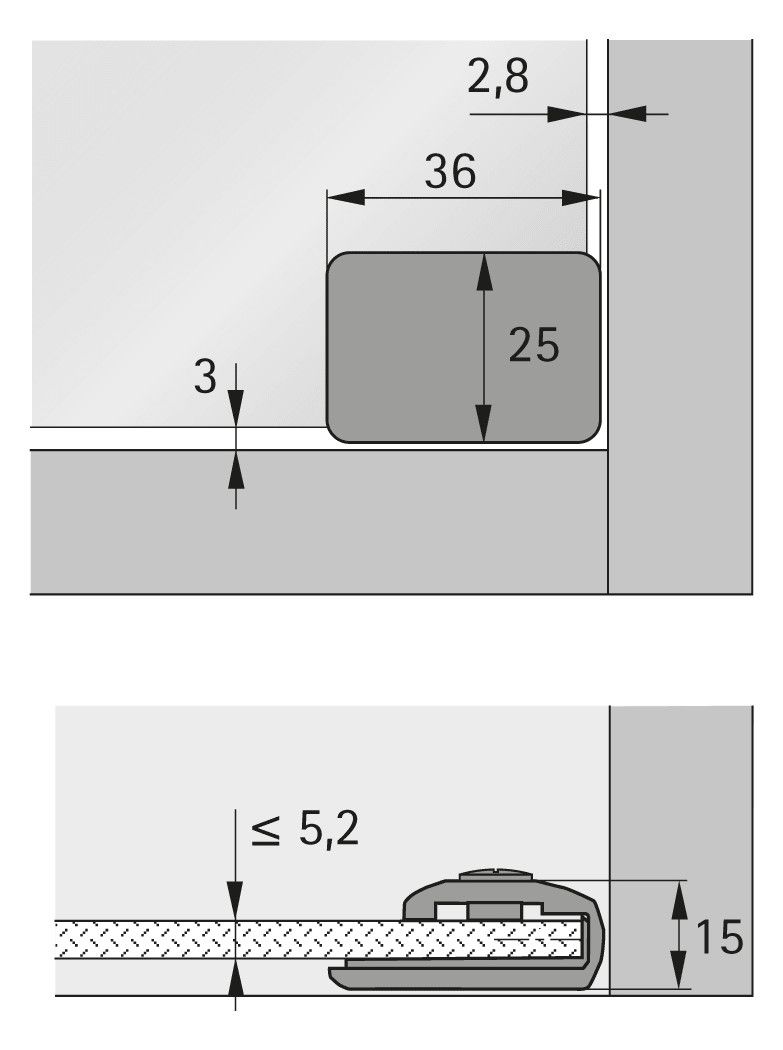 HETTICH Druckgriff links