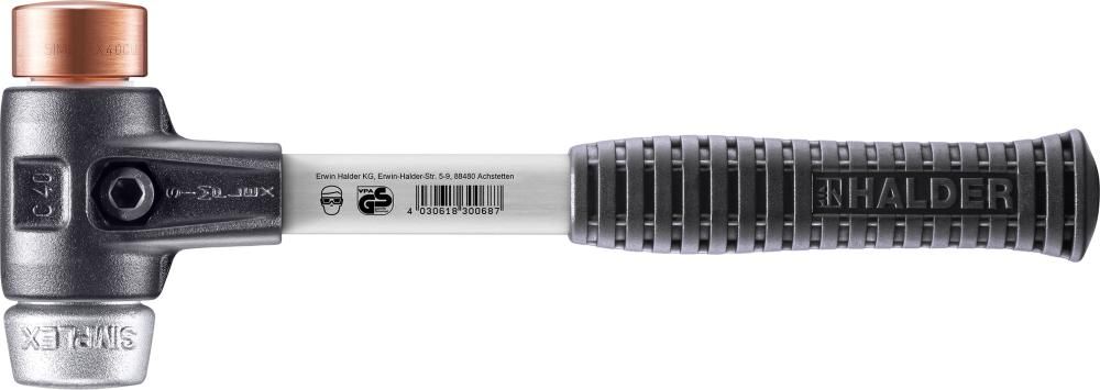 HALDER SIMPLEX-Schonhamm-er 3749 Kupfer/Weichmeta-ll Tempergussgehäuse Fib-erglasstiel ø 40mm